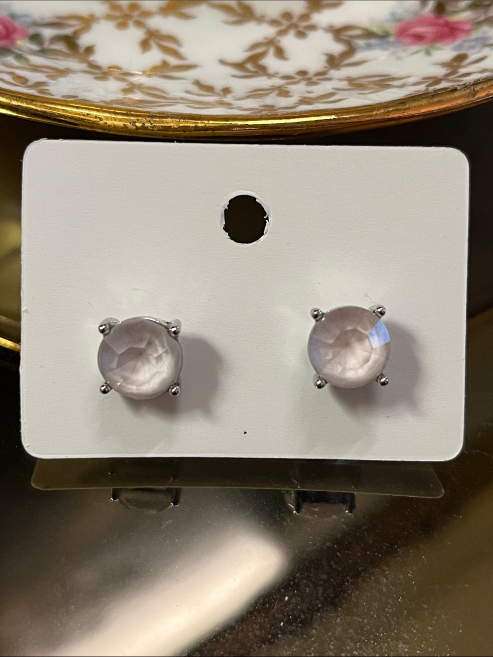 LOFT Pale Pink Faceted Round Stud Earrings